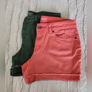 Time and Tru Women's Colored Denim Jean Shorts, 1 Green, 1 Orange, Size 8